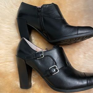 Marc Fisher 3.5inch heeled shoes, side zip, leather upper